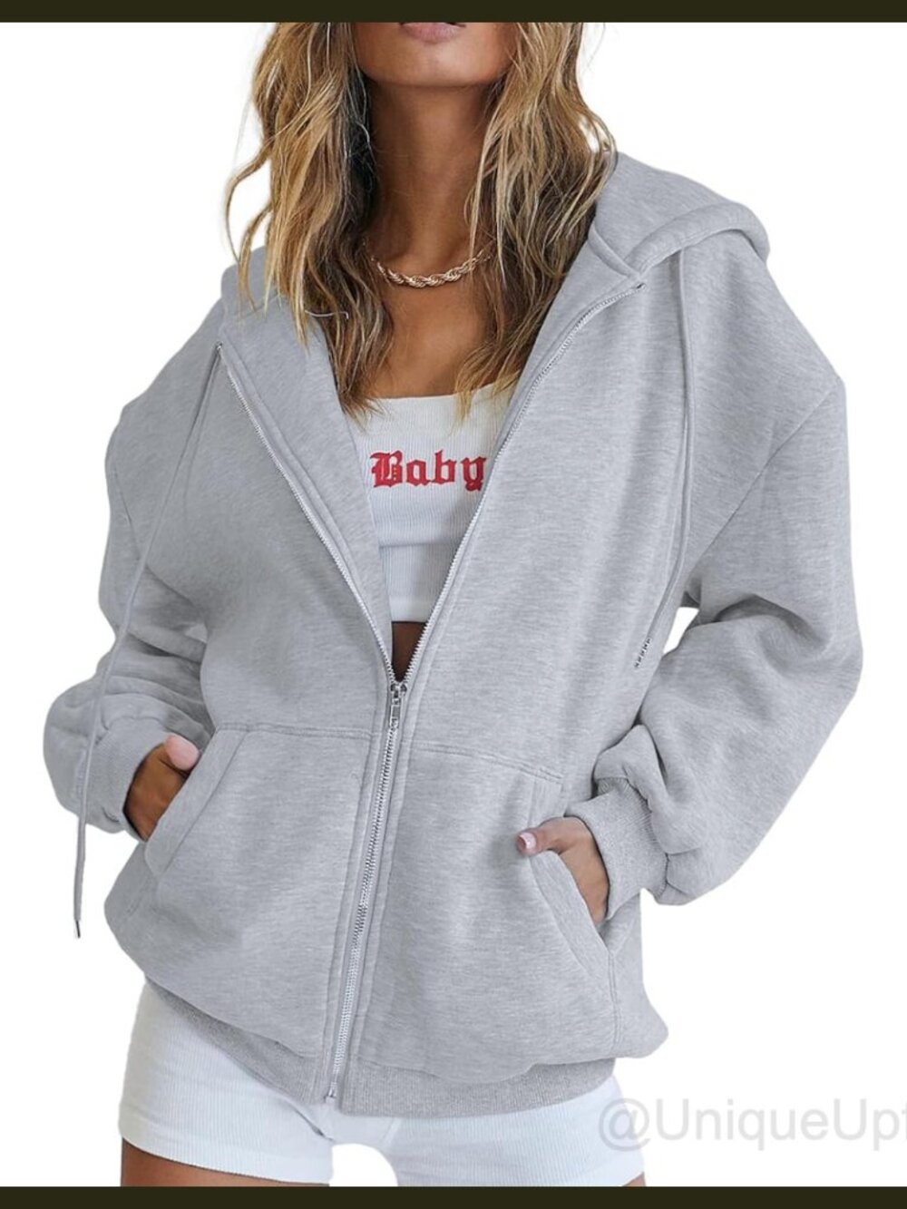 Women's Zip Up Hoodie Sweatshirt Fleece Lined Lightweight Casual Jacket